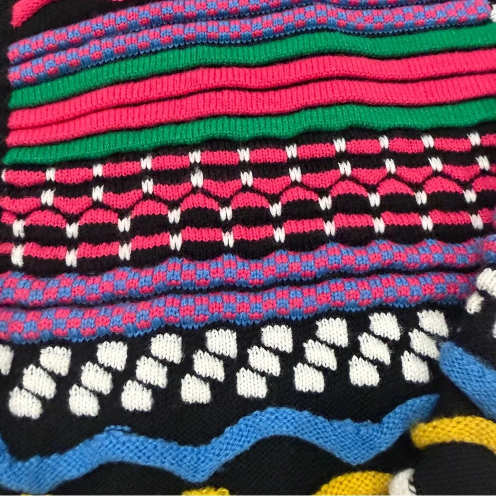 Sioni Coogi Style Textured 3D Colorful Striped Long Cardigan - Picture 3 of 8